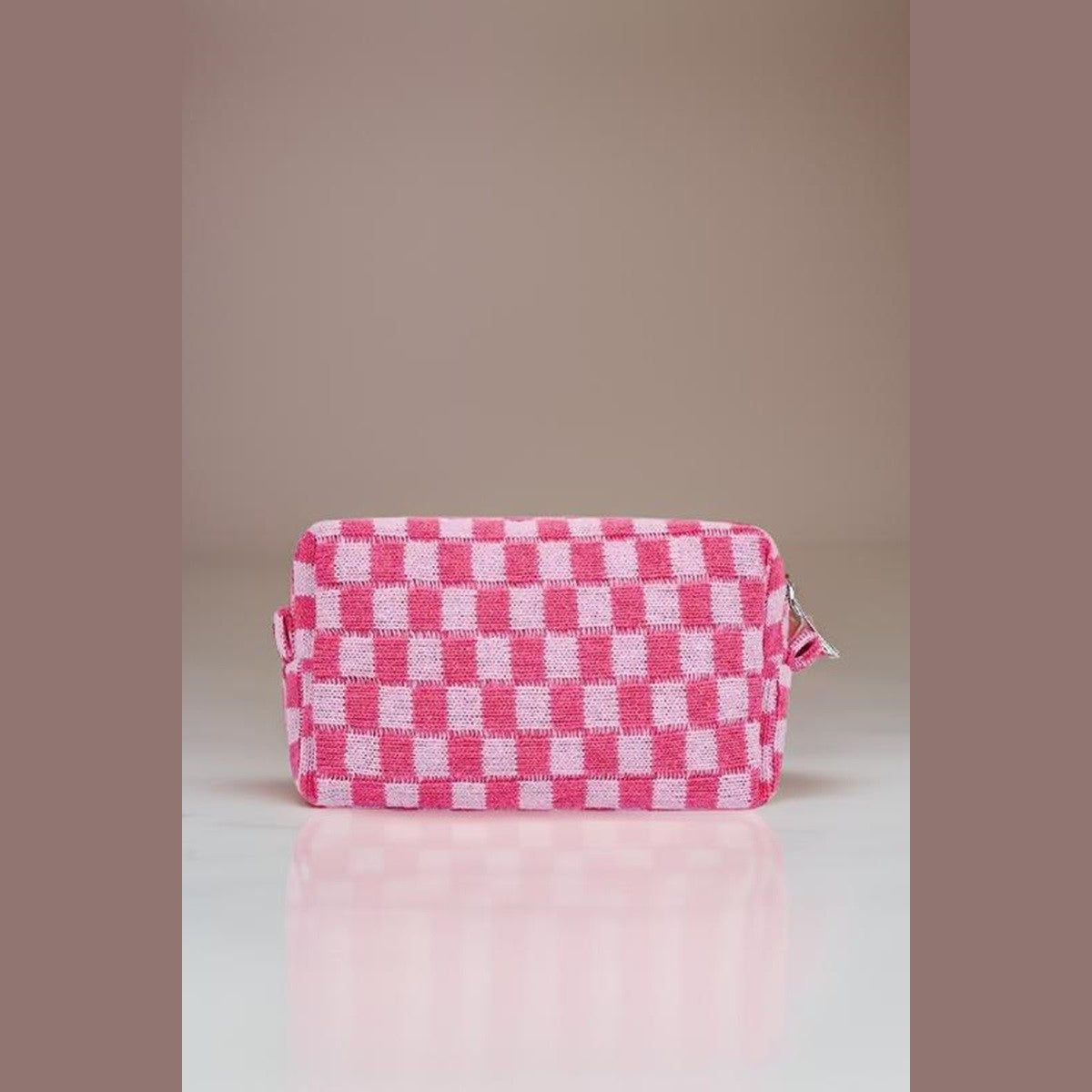 Zenana Checkered Pattern Knitted Cosmetic Pouch