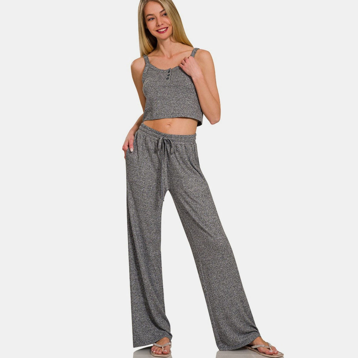 Zenana Drawstring Wide Leg Pants with Side Pockets