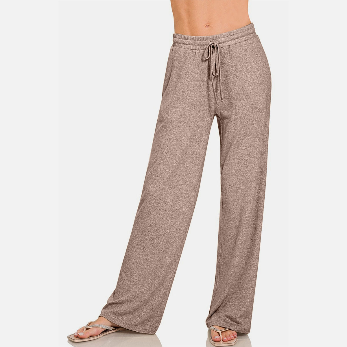 Zenana Drawstring Wide Leg Pants with Side Pockets