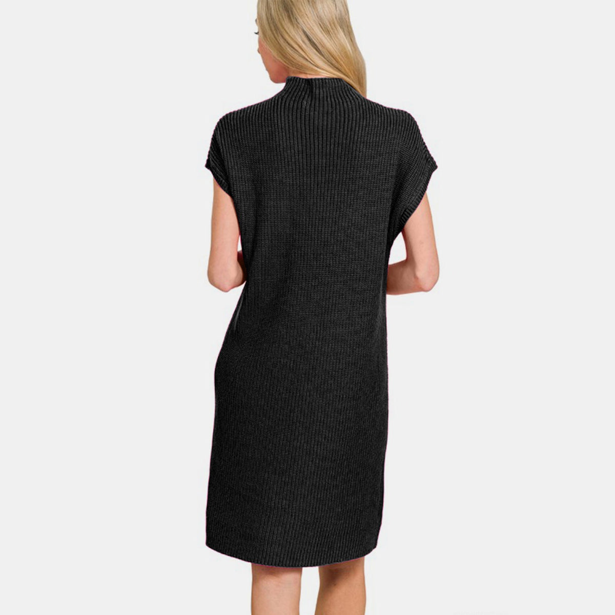 Zenana Mock Neck Short Sleeve Sweater Dress