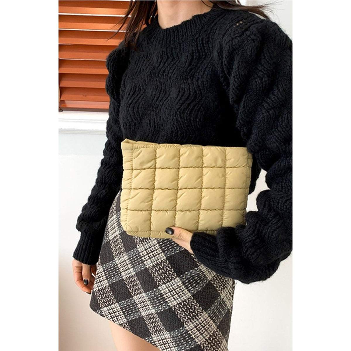 Zenana Quilted Puffy Pouch Clutch Bag