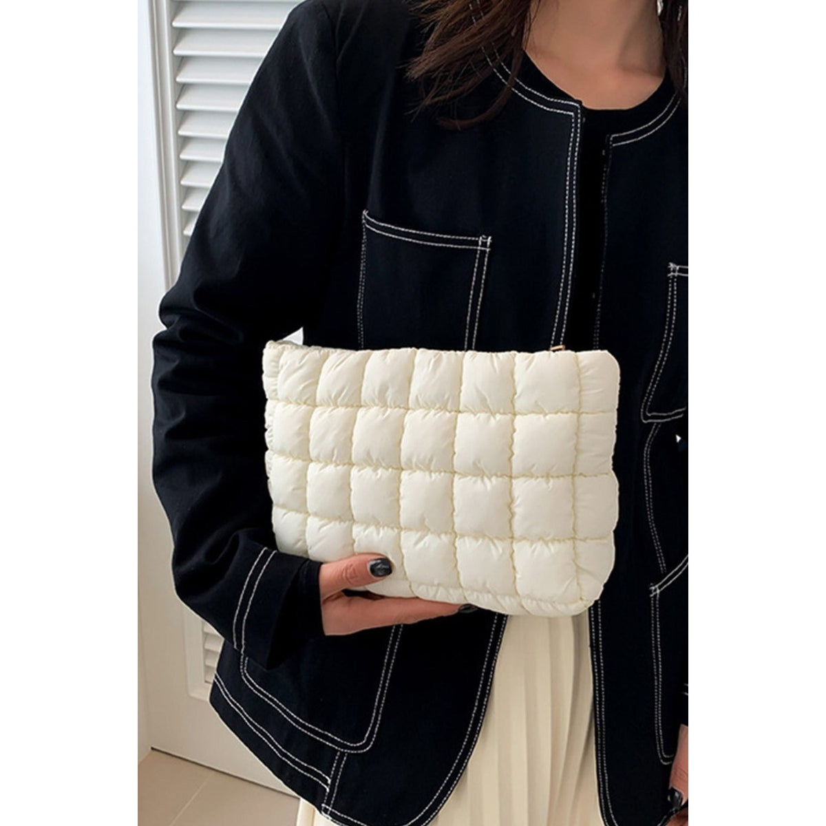 Zenana Quilted Puffy Pouch Clutch Bag