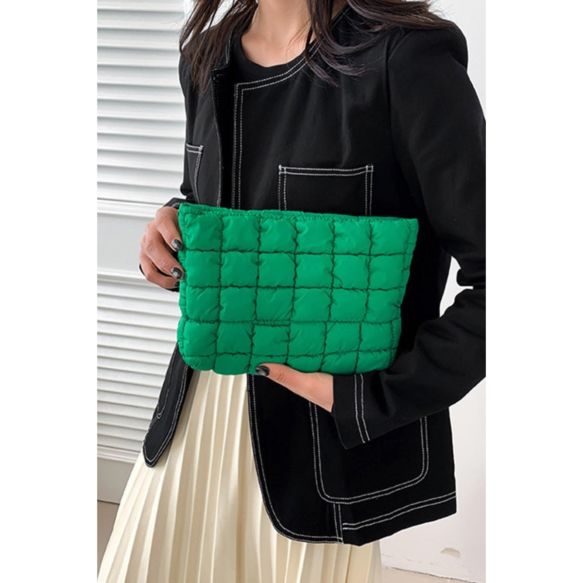 Zenana Quilted Puffy Pouch Clutch Bag