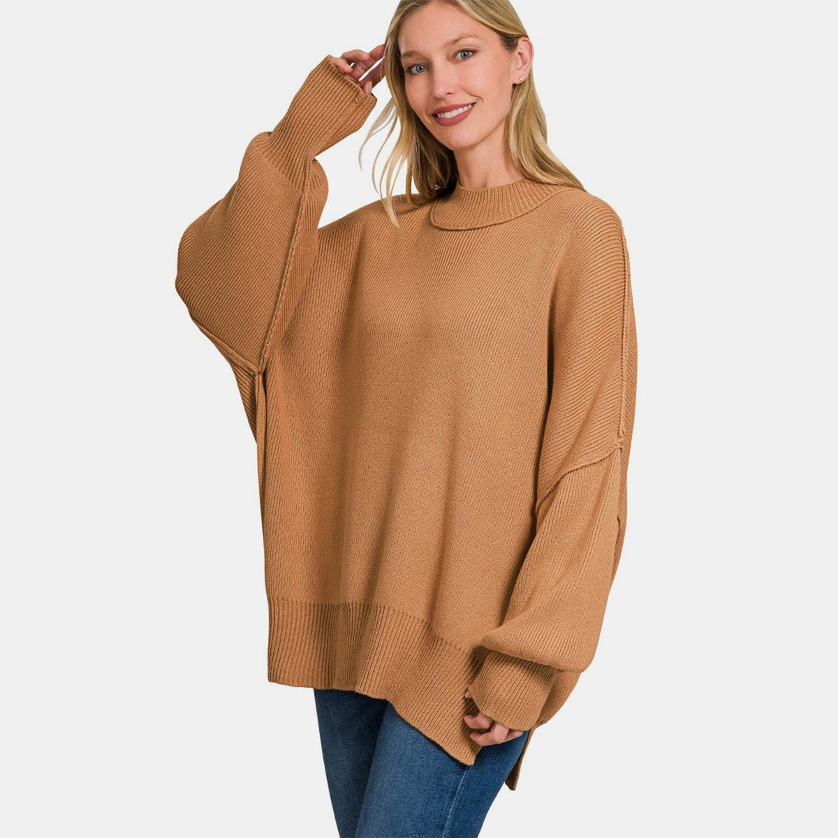 Zenana Side Sit Oversize Sweater