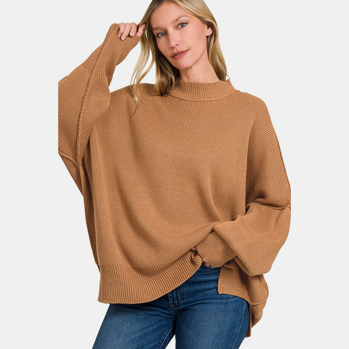 Zenana Side Sit Oversize Sweater