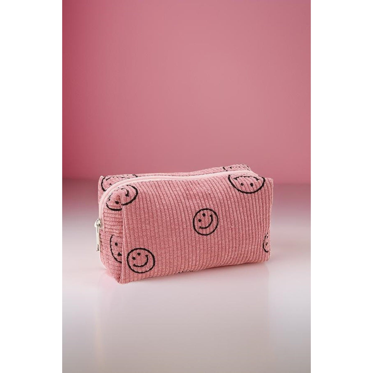 Zenana Smiley Face Corduroy Cosmetic Pouch