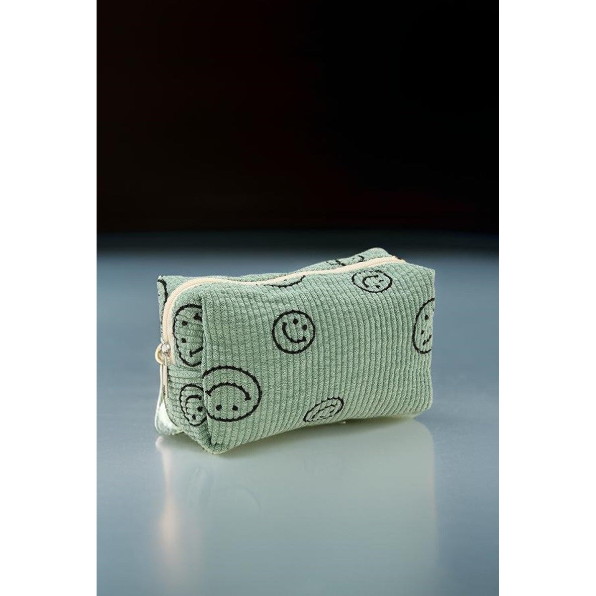 Zenana Smiley Face Corduroy Cosmetic Pouch