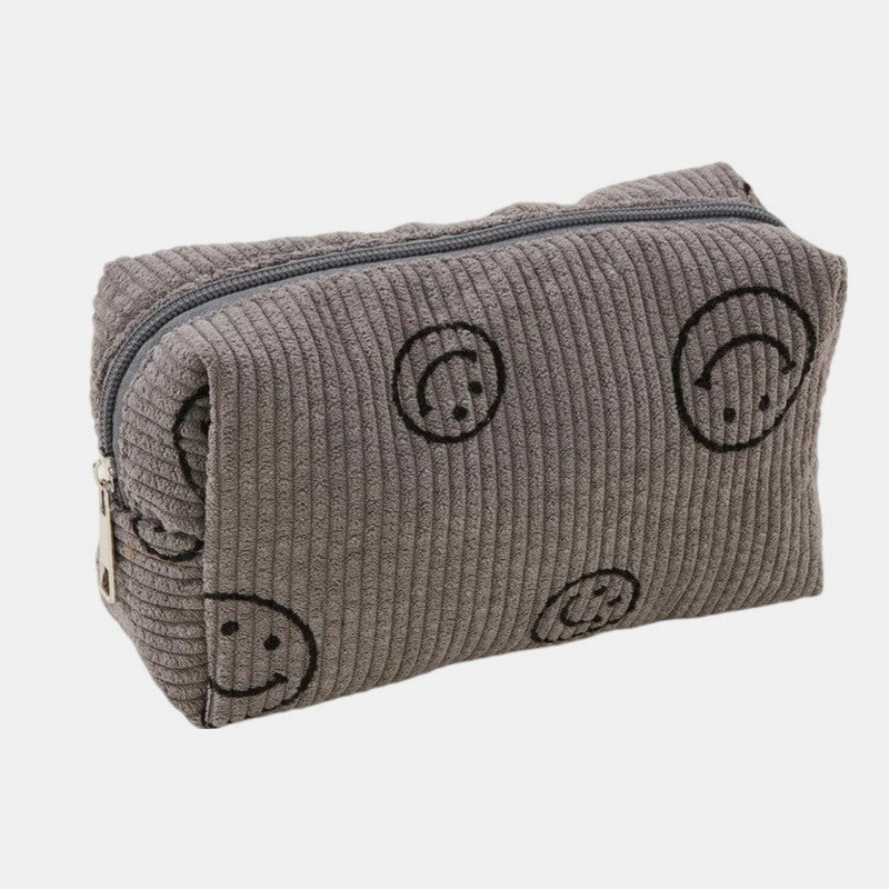 Zenana Smiley Face Corduroy Cosmetic Pouch