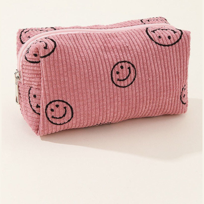 Zenana Smiley Face Corduroy Cosmetic Pouch