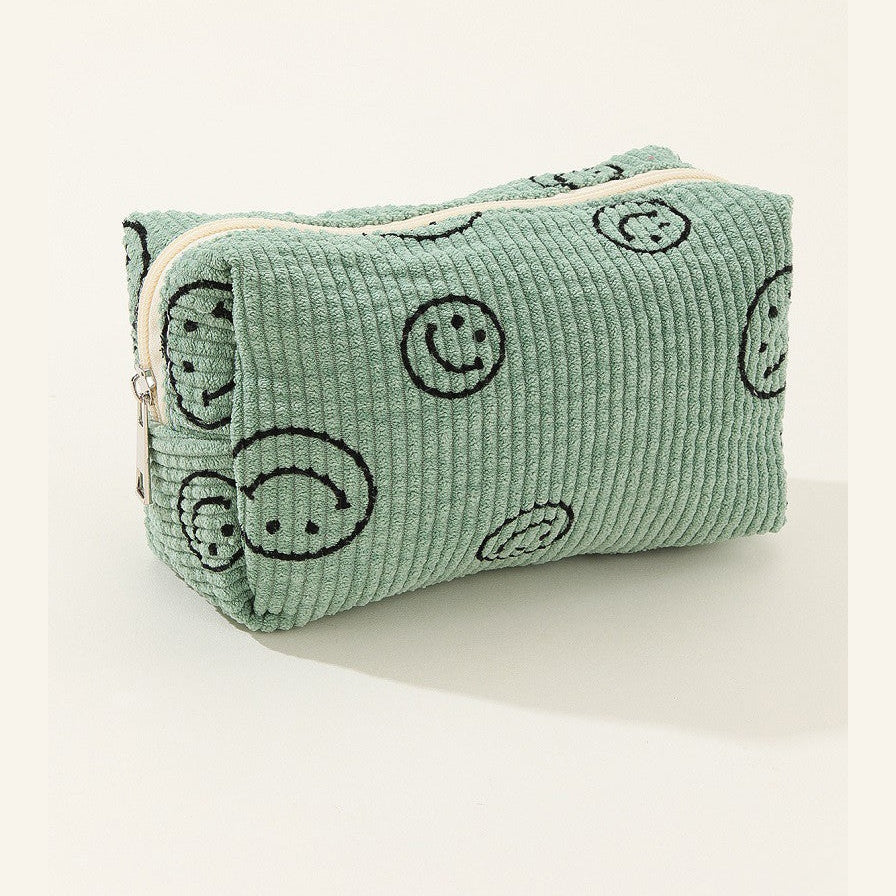 Zenana Smiley Face Corduroy Cosmetic Pouch