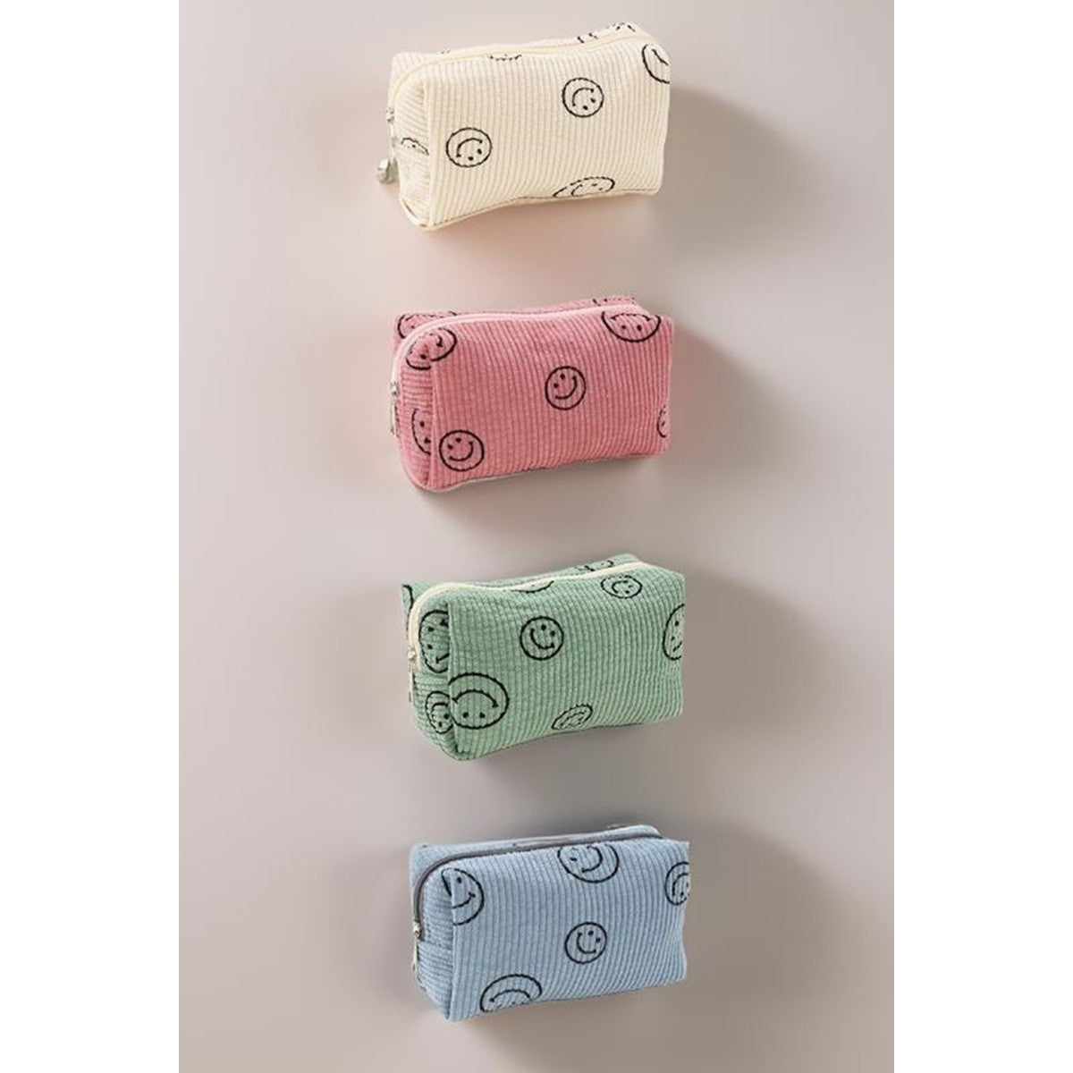 Zenana Smiley Face Corduroy Cosmetic Pouch