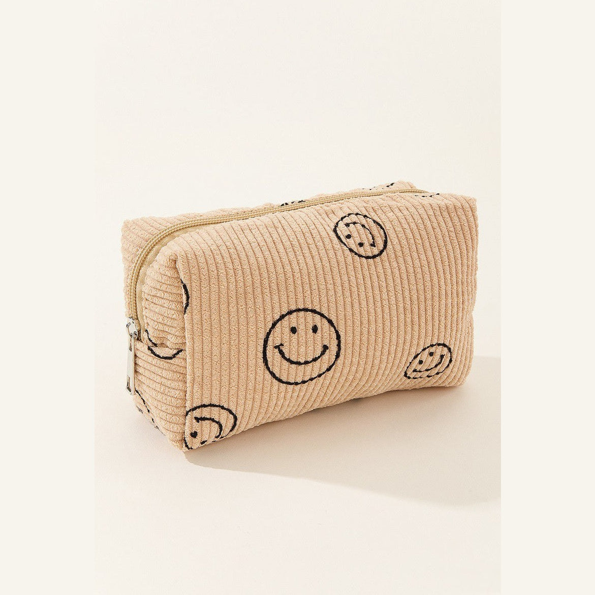 Zenana Smiley Face Corduroy Cosmetic Pouch