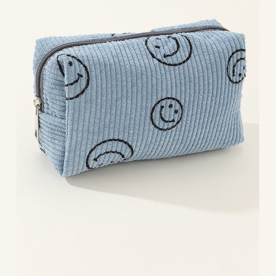 Zenana Smiley Face Corduroy Cosmetic Pouch