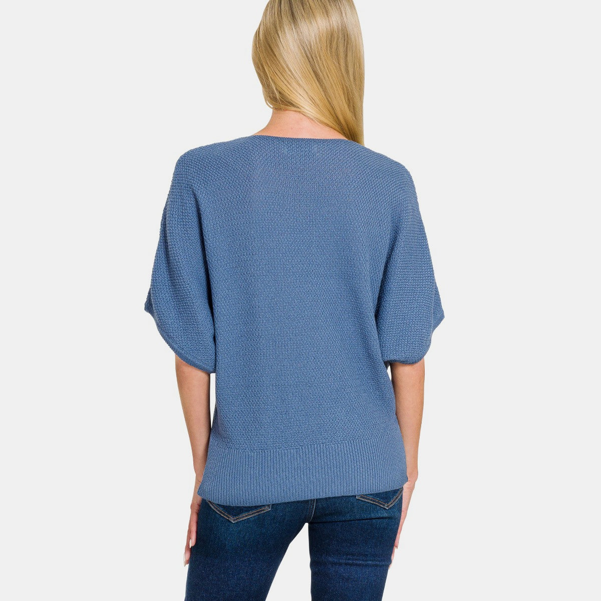 Zenana V-Neck Short Sleeve Dolman Sweater