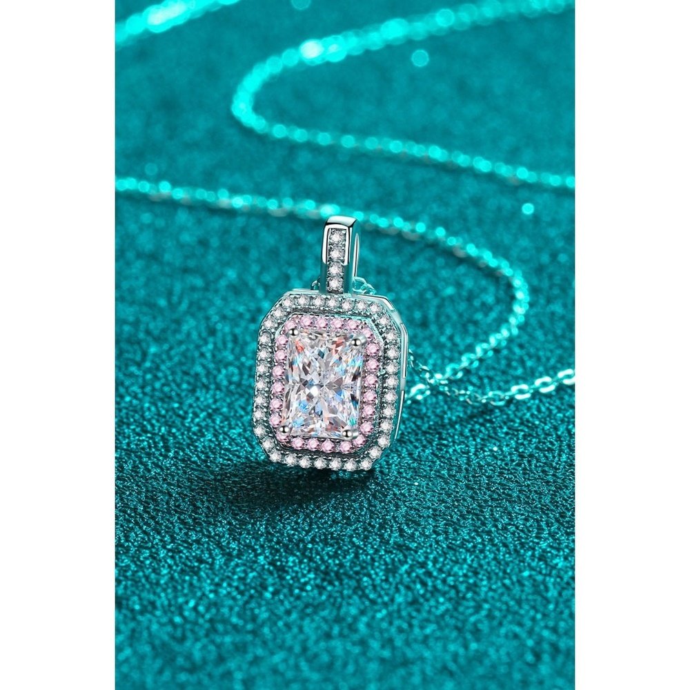 1 Carat Moissanite Geometric Pendant Chain Necklace