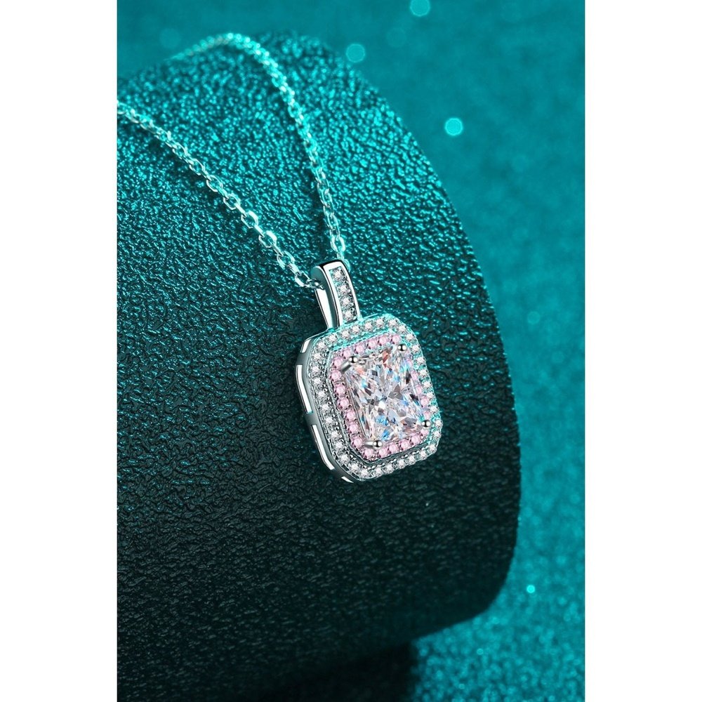 1 Carat Moissanite Geometric Pendant Chain Necklace