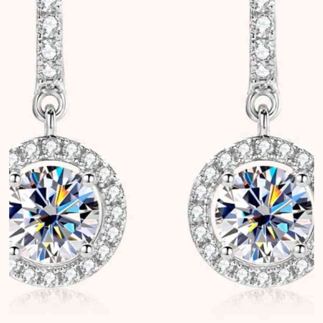 2 Carat Moissanite 925 Sterling Silver Drop Earrings