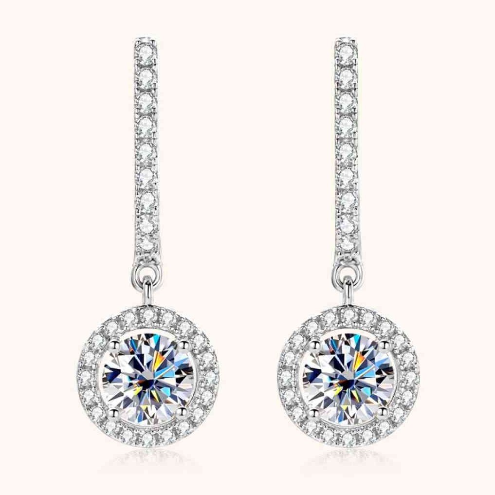 2 Carat Moissanite 925 Sterling Silver Drop Earrings