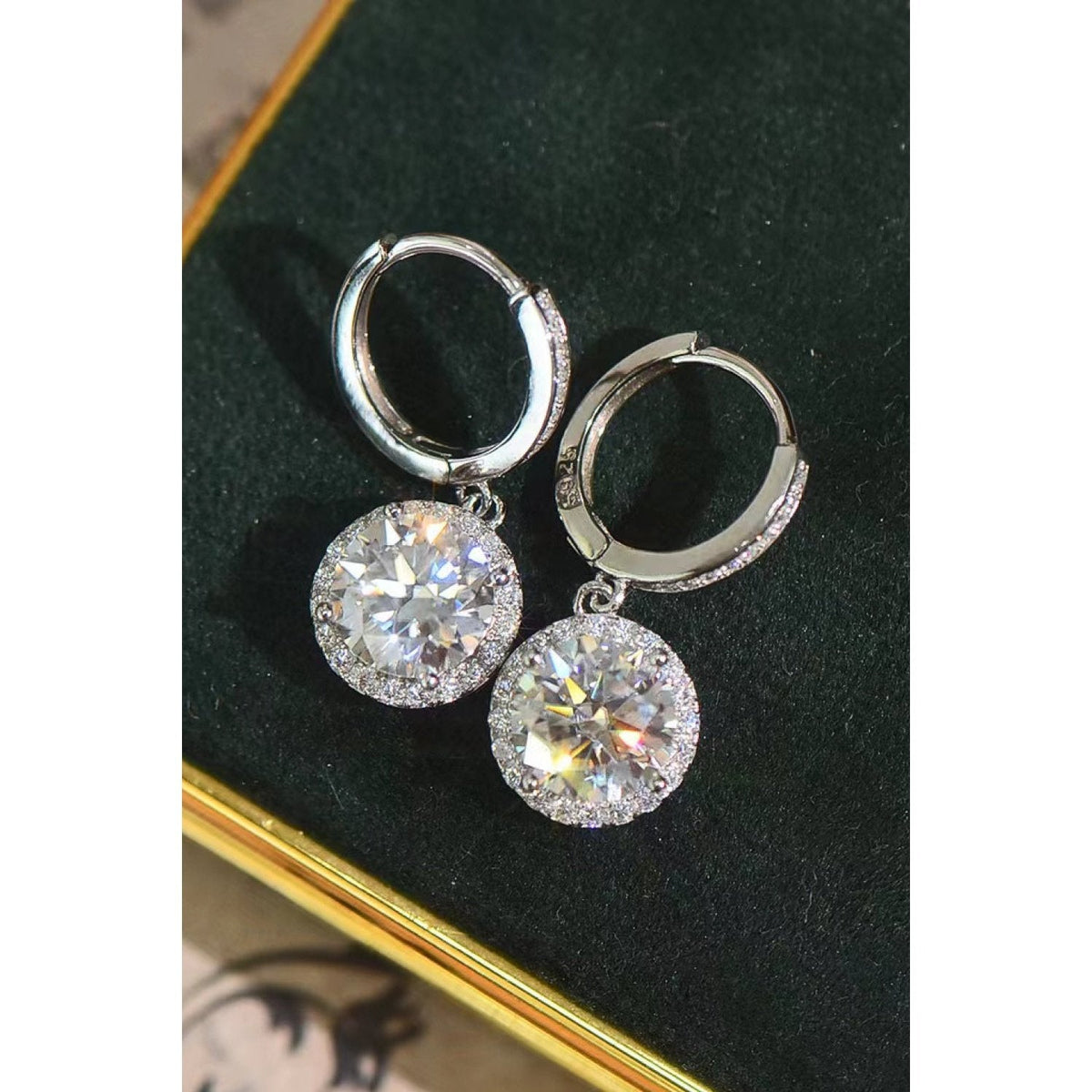 2 Carat Moissanite Round Drop Earrings