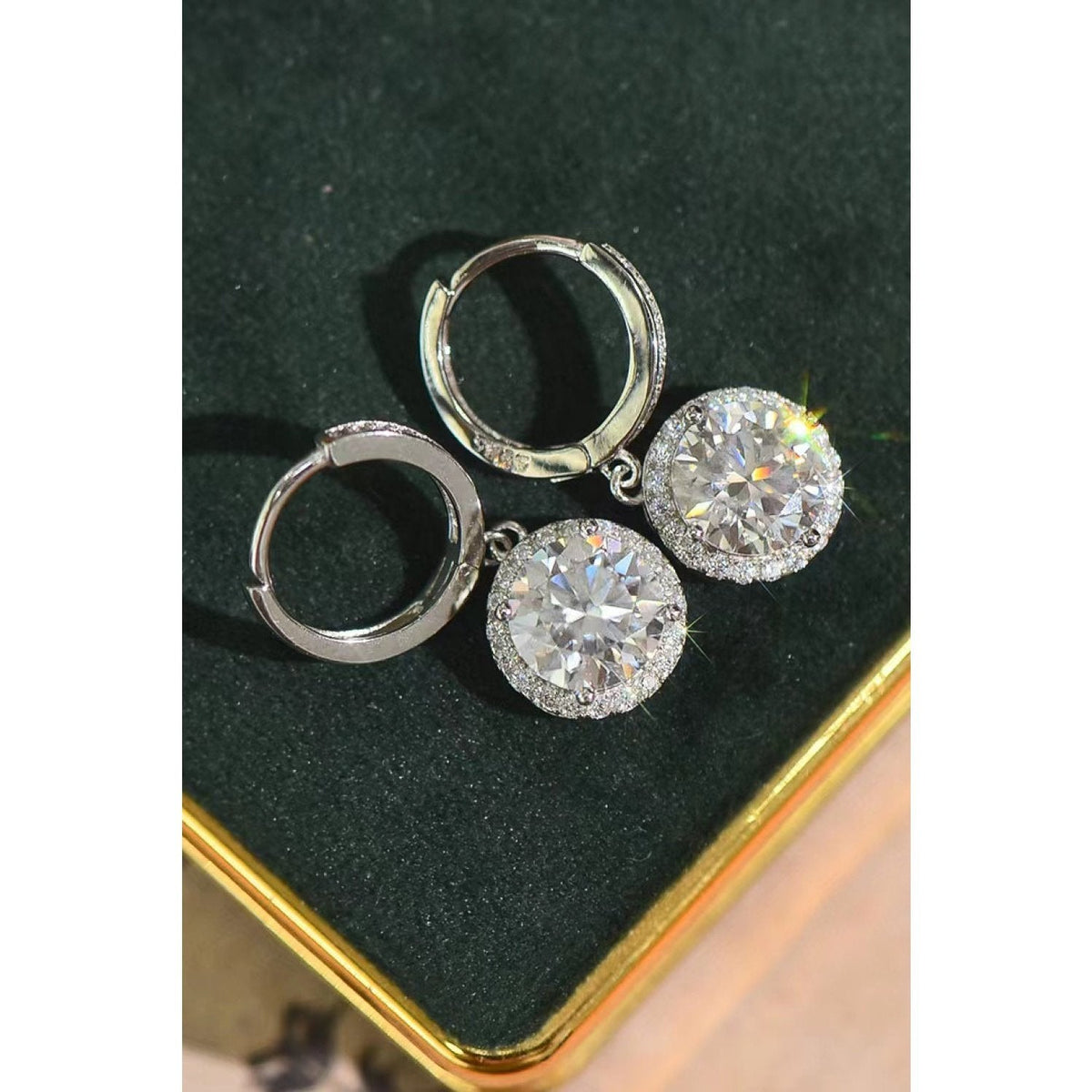 2 Carat Moissanite Round Drop Earrings