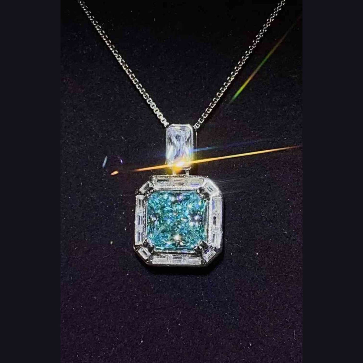 2 Carat Moissanite Square Pendant Necklace