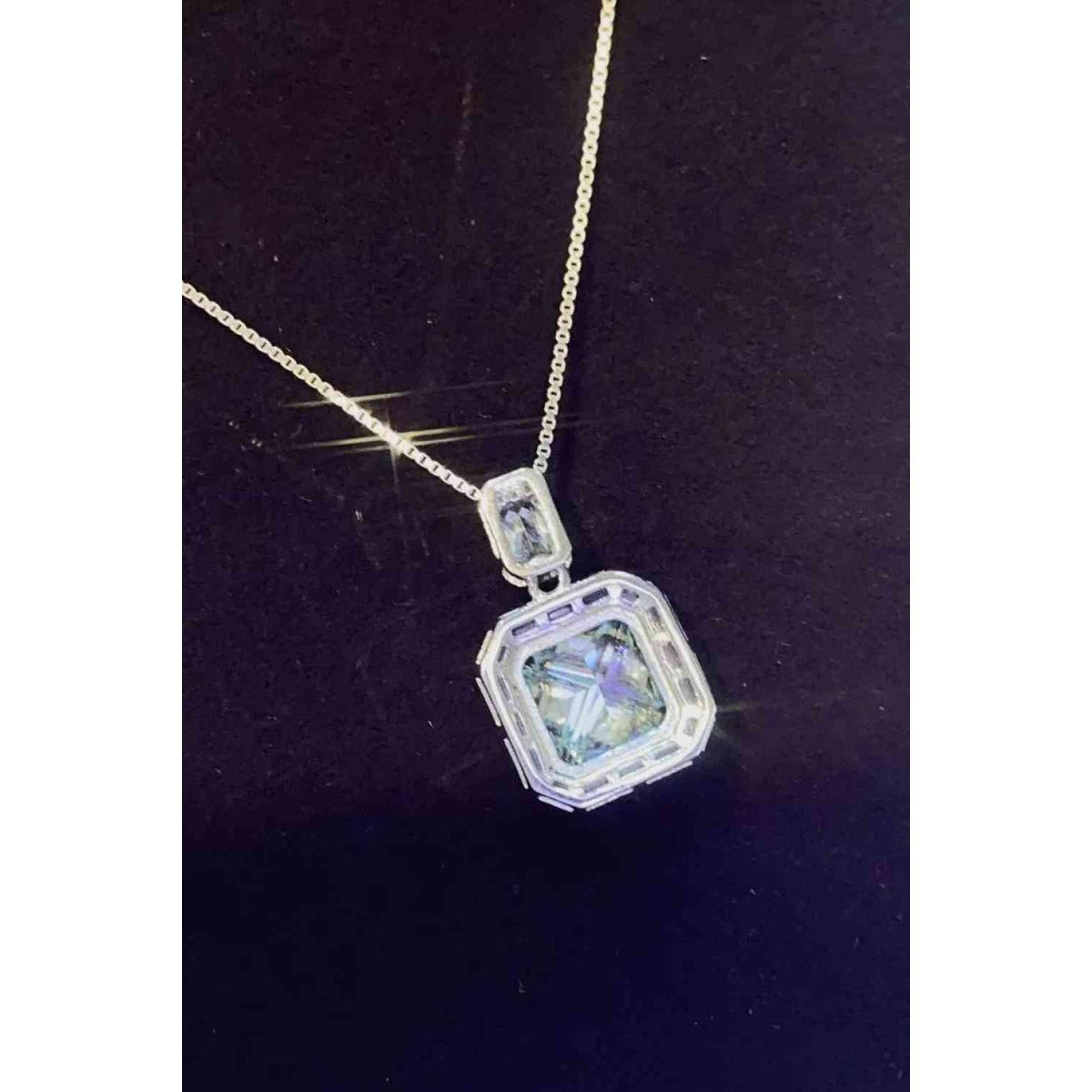 2 Carat Moissanite Square Pendant Necklace