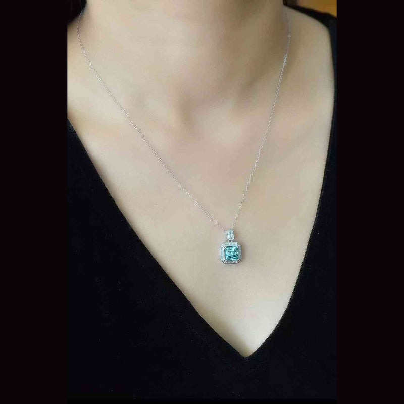 2 Carat Moissanite Square Pendant Necklace