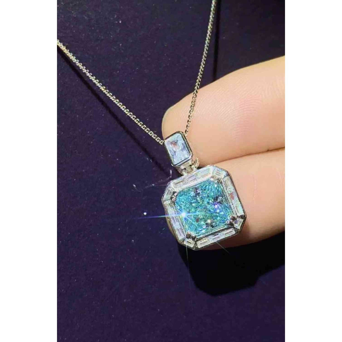 2 Carat Moissanite Square Pendant Necklace