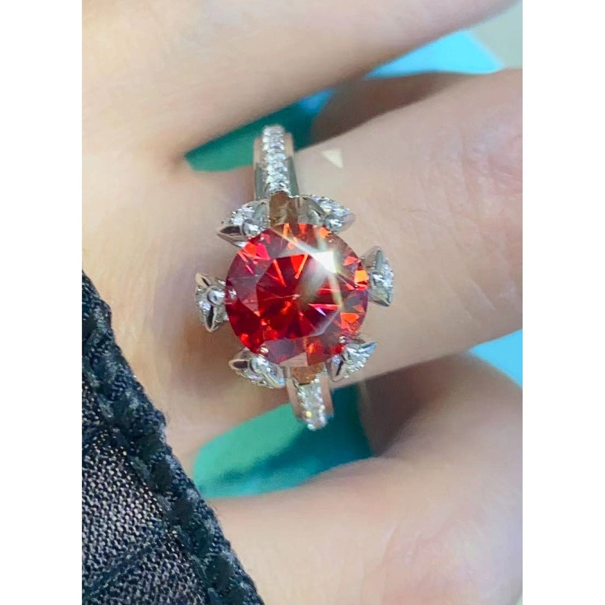 2 Carat Moissanite 6-Prong Ring in Phoenix Fire