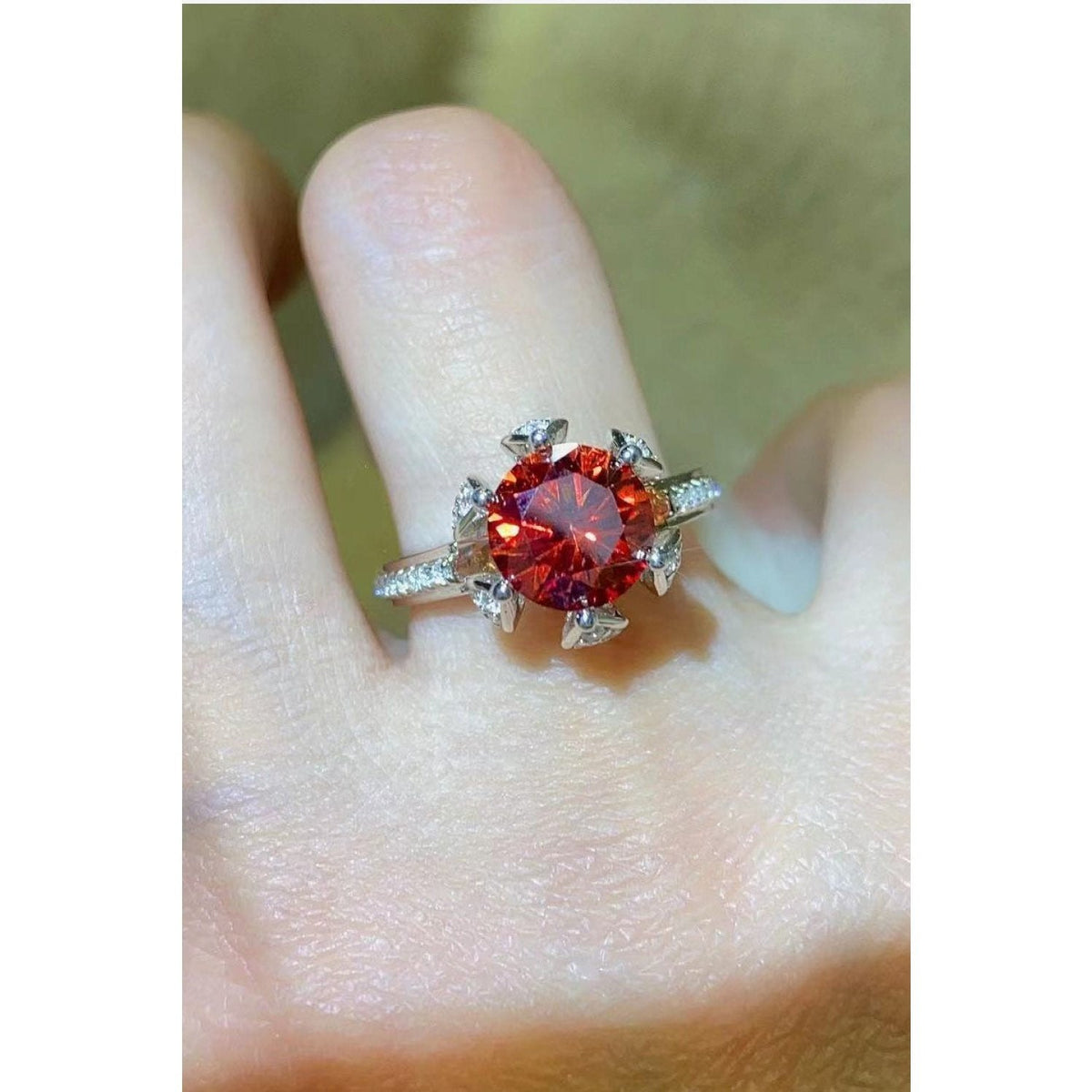 2 Carat Moissanite 6-Prong Ring in Phoenix Fire