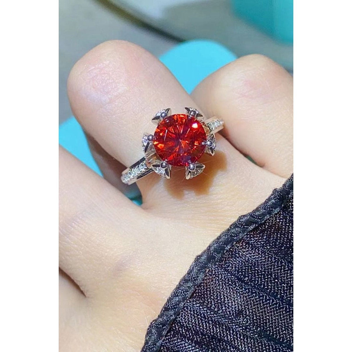 2 Carat Moissanite 6-Prong Ring in Phoenix Fire