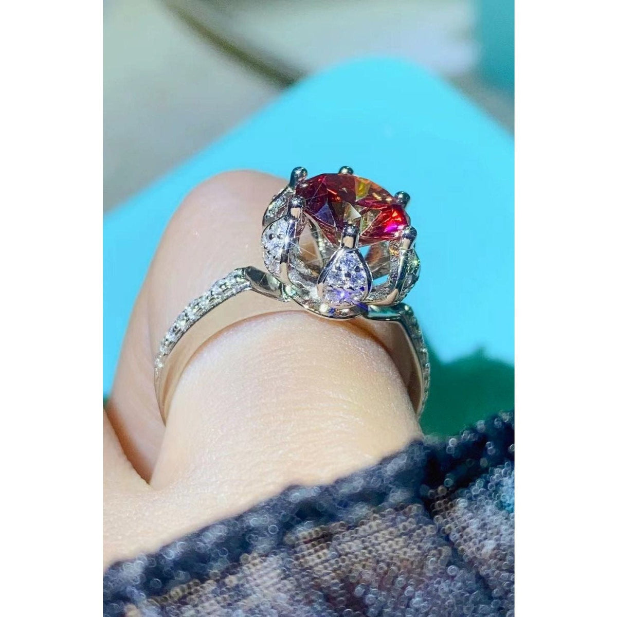 2 Carat Moissanite 6-Prong Ring in Phoenix Fire