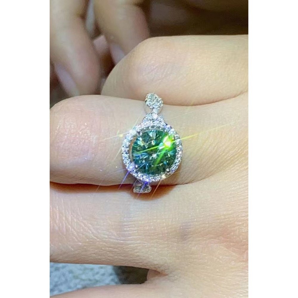 2 Carat Moissanite Emerald Green Ring