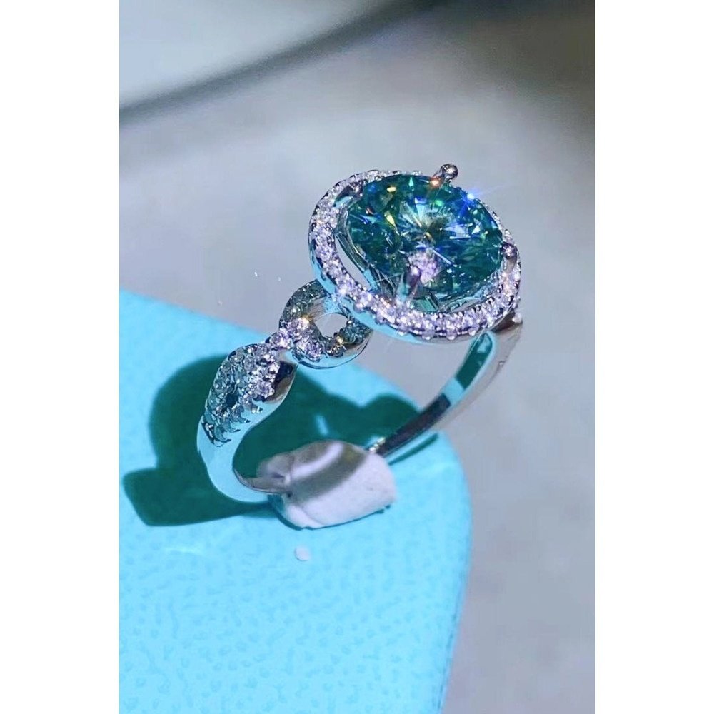 2 Carat Moissanite Emerald Green Ring