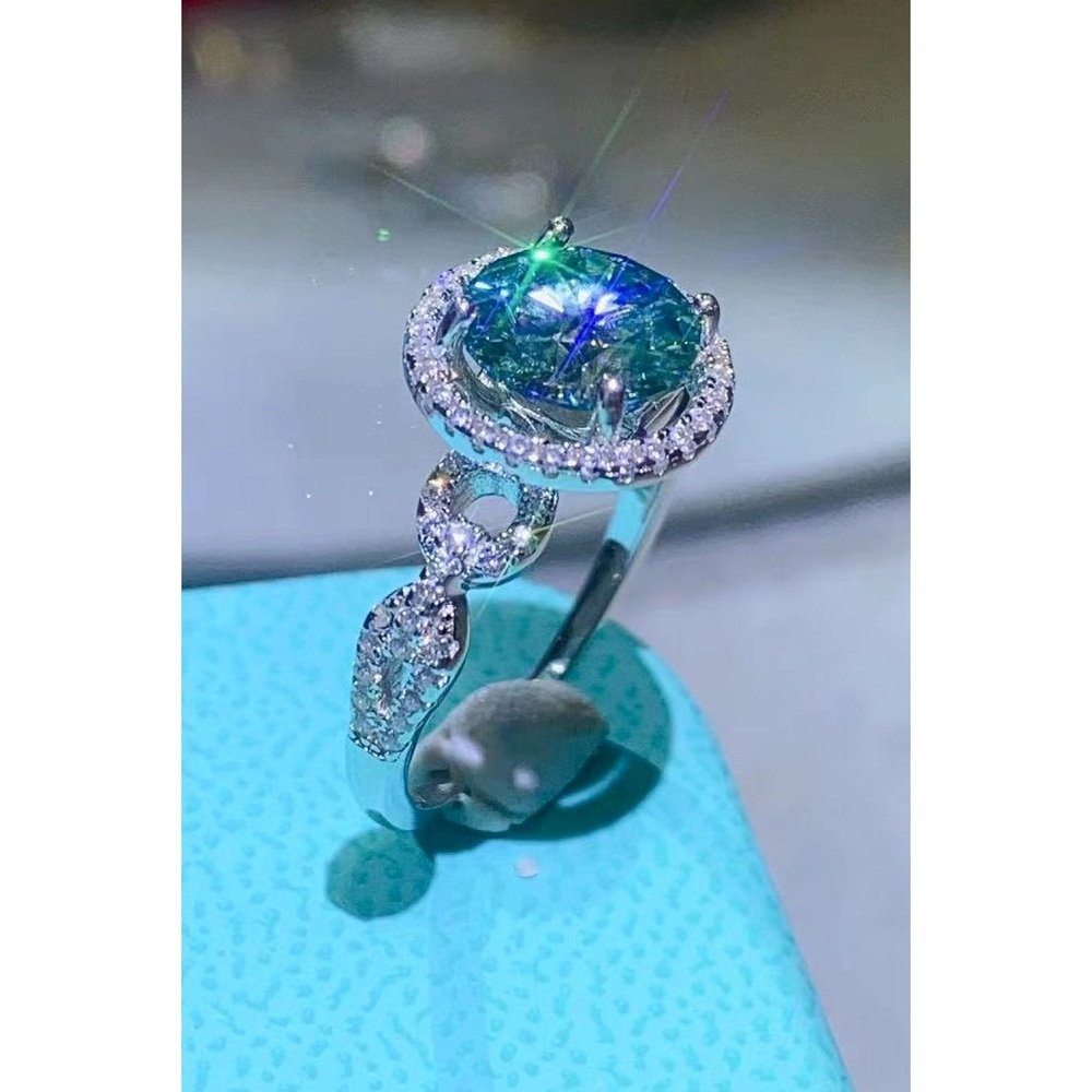 2 Carat Moissanite Emerald Green Ring