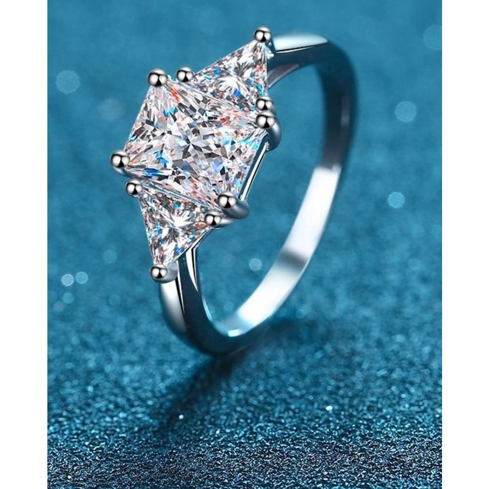 3 Carat Moissanite 925 Sterling Silver Rhodium-Plated Ring