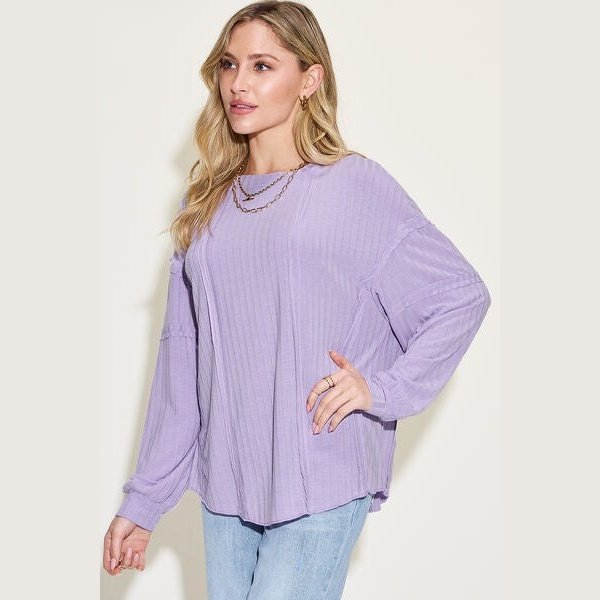 Basic Bae Full Size Ribbed Round Neck Long Sleeve T-Shirt