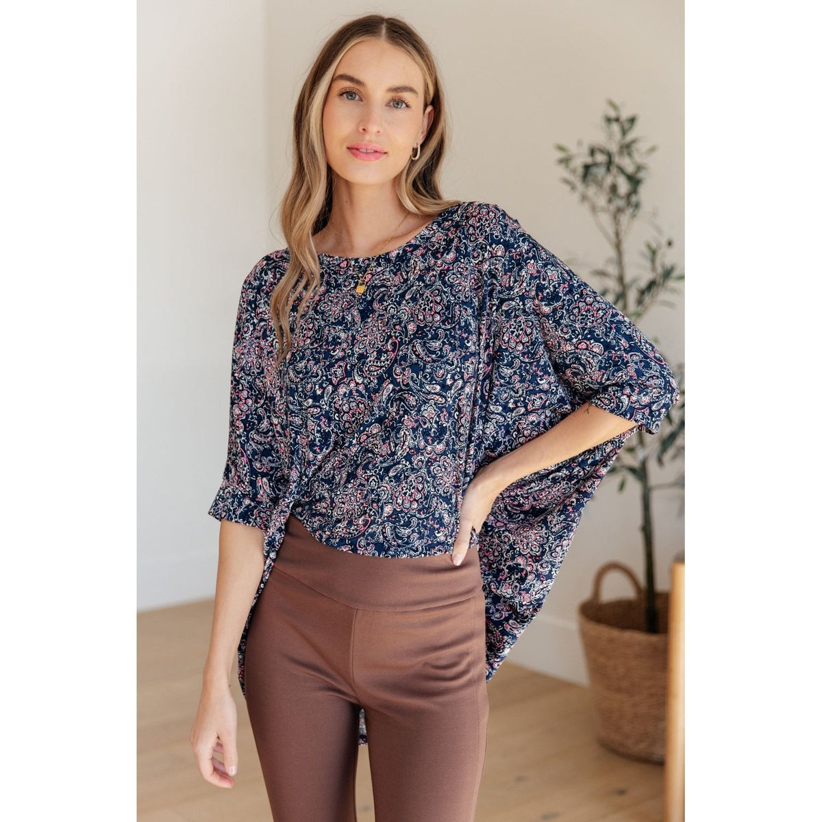 Essential Blouse in Navy Paisley