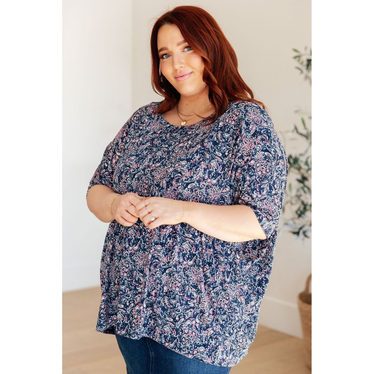 Essential Blouse in Navy Paisley