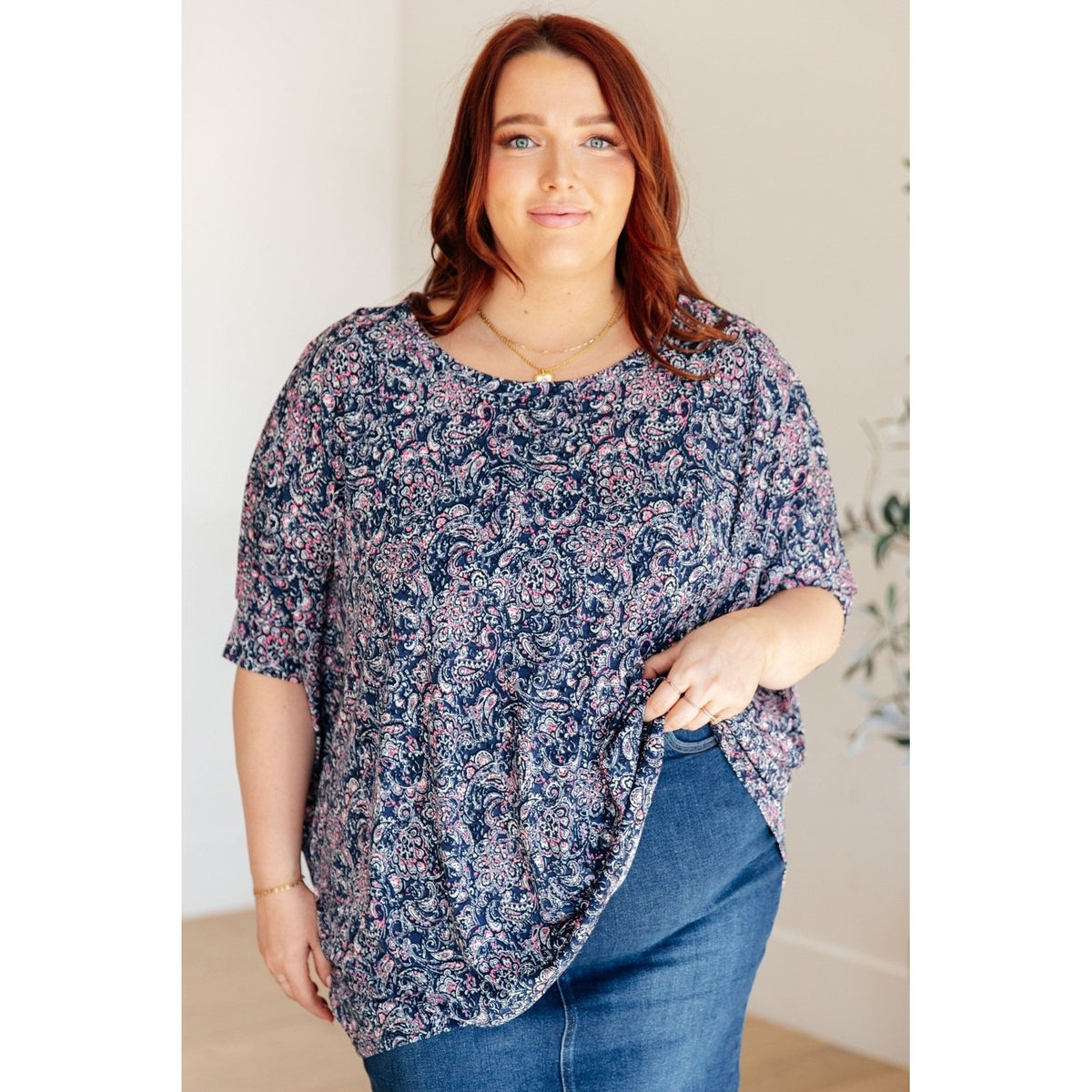 Essential Blouse in Navy Paisley