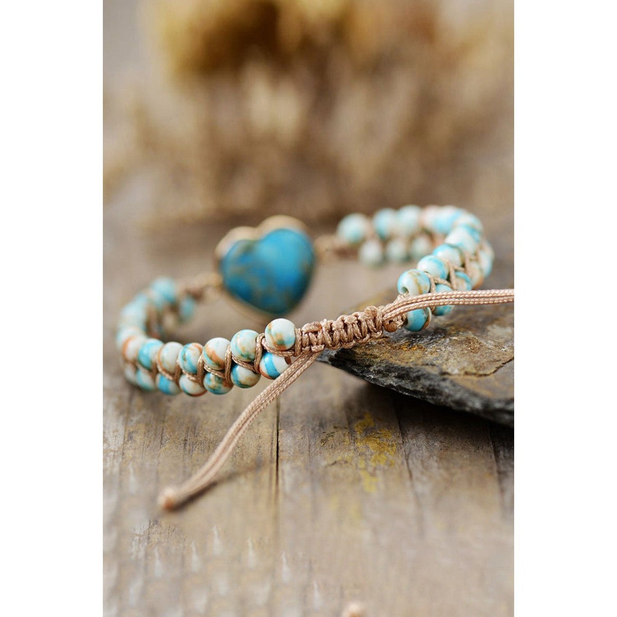 Handmade Heart Shape Natural Stone Bracelet