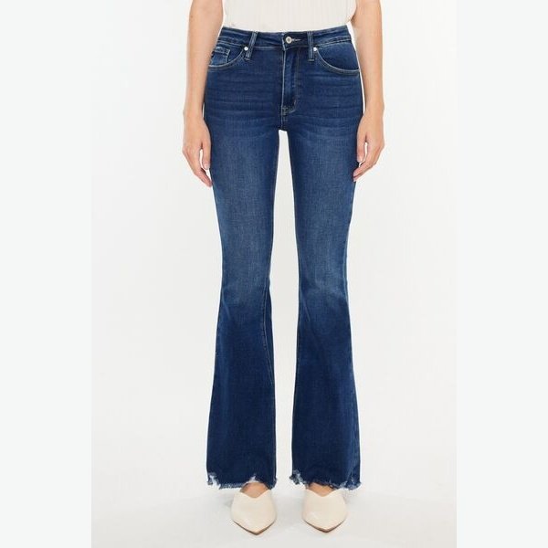 Kancan Cat's Whiskers Raw Hem Flare Jeans