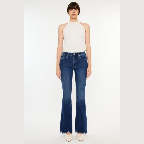 Kancan Cat's Whiskers Raw Hem Flare Jeans