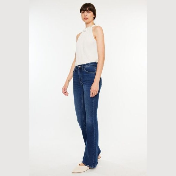 Kancan Cat's Whiskers Raw Hem Flare Jeans