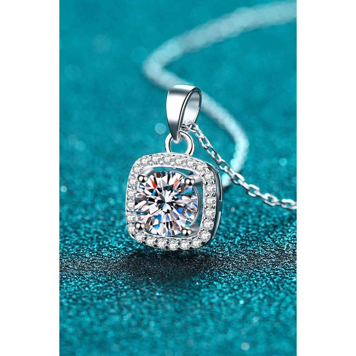 Moissanite Square Pendant Chain Necklace