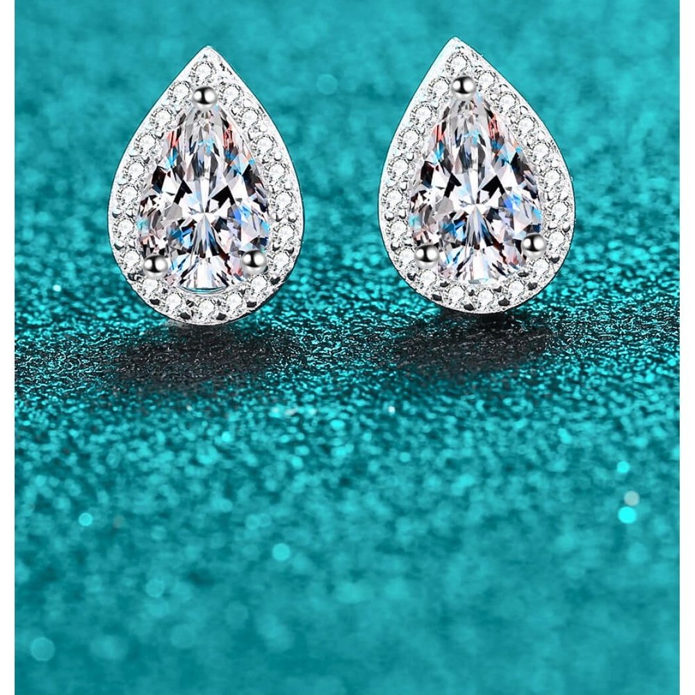 Moissanite Teardrop Stud Earrings