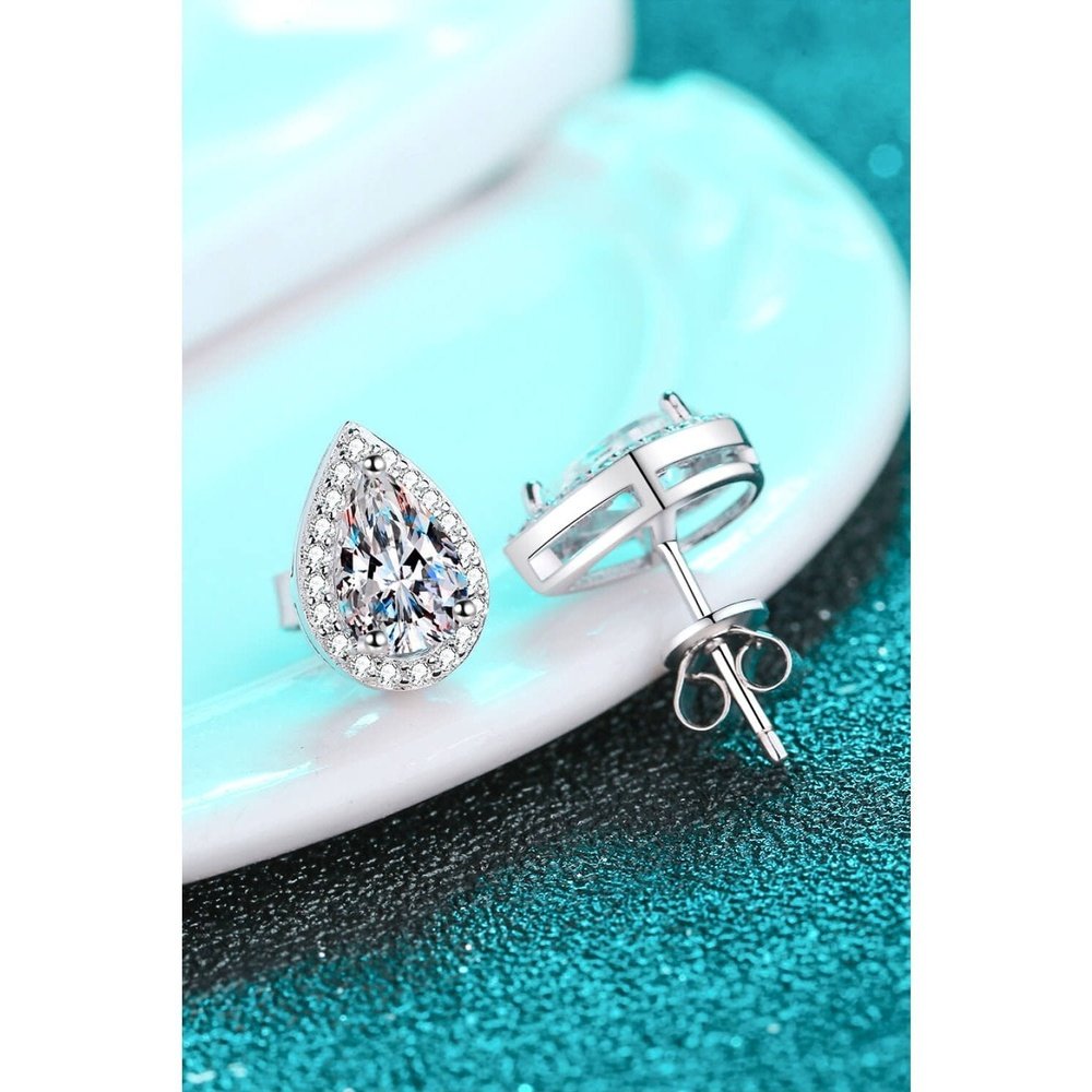 Moissanite Teardrop Stud Earrings