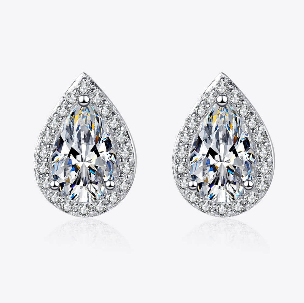 Moissanite Teardrop Stud Earrings