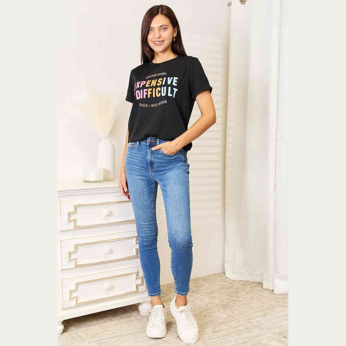 Simply Love Slogan Graphic Cuffed Sleeve T-Shirt