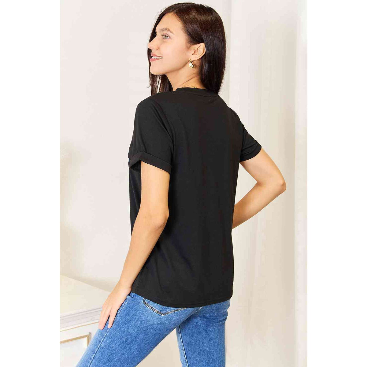 Simply Love Slogan Graphic Cuffed Sleeve T-Shirt